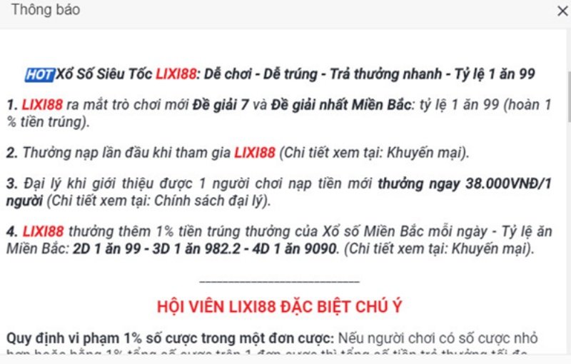 Tỷ lệ ăn lô đề - xổ số siêu tốc tại Lixi88
